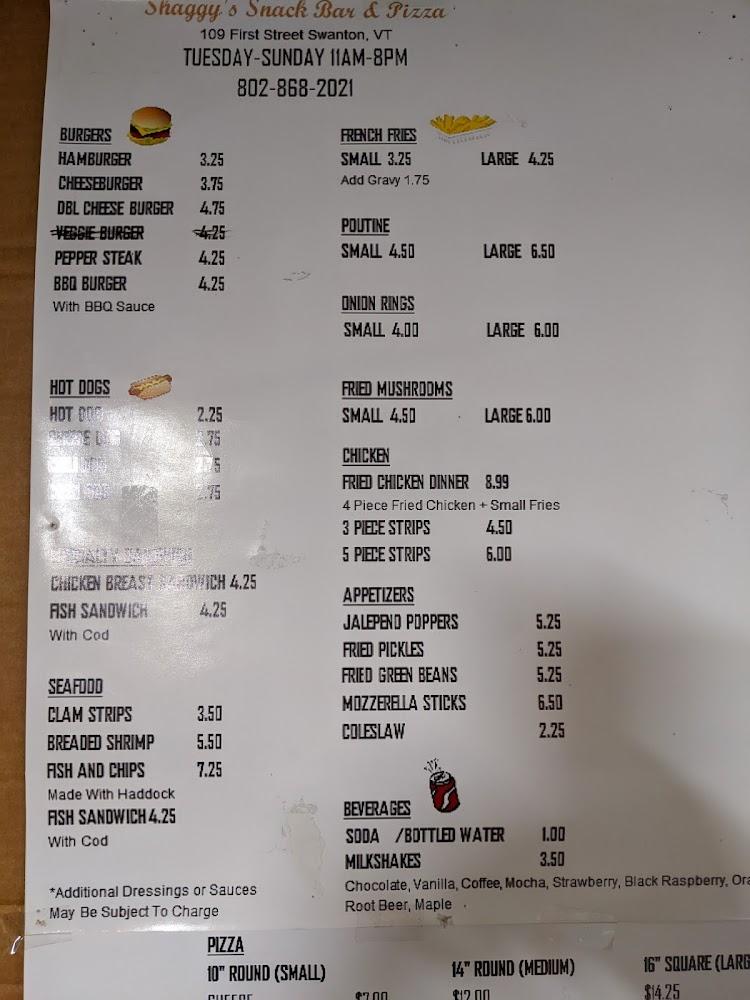Shaggy's Snack Bar Menu image 3